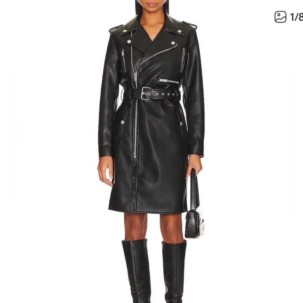 Mother Women's Black Leather Belted Jacket